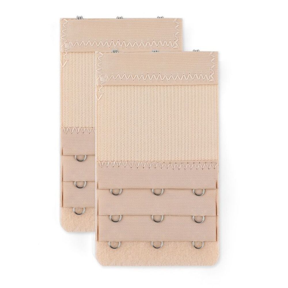 2pcs Bra Strap Extenders Set 3 Rows Elastic Bra Hook Extensions 3-hooks Apricot